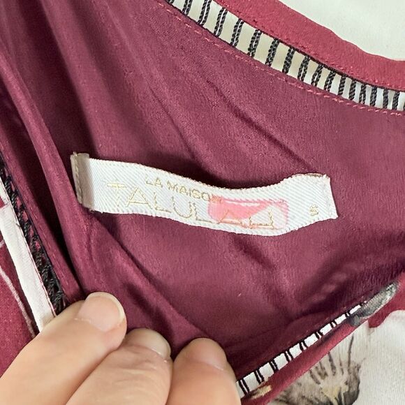 La Maison Talulah Maroon Floral One Shoulder Midi Cottage Dress Women's Small - Picture 6 of 6